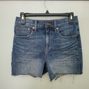 Madewell Women Size 26 High Rise Denim Medium‎ Wash Cut Off Shorts Stretch